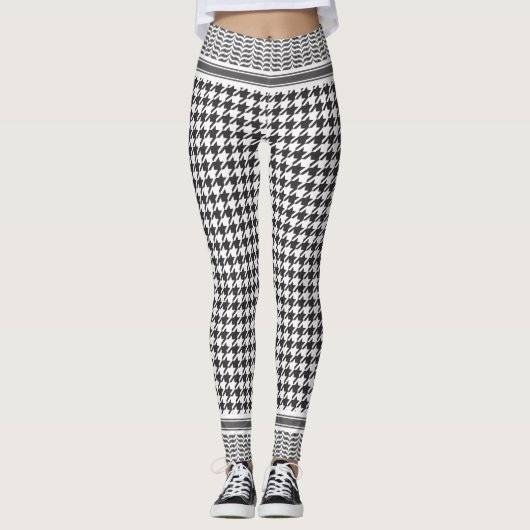 Schwarz-Weiß-Keffiyeh Leggings (Vorderseite)