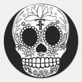 Schwarz/Weiß-Kerzenschädel Runder Aufkleber (Vorderseite)