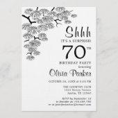 Schwarz-weiß-Kieferzweig-Überraschung zum 70. Gebu Einladung (Vorderseite)