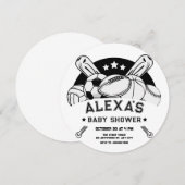 Schwarz-Weiß-Kinderdusche Einladung (Vorne/Hinten)