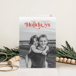 Schwarz-Weiß-Kinderfoto-Weihnachtskarte gefaltet Feiertagskarte
