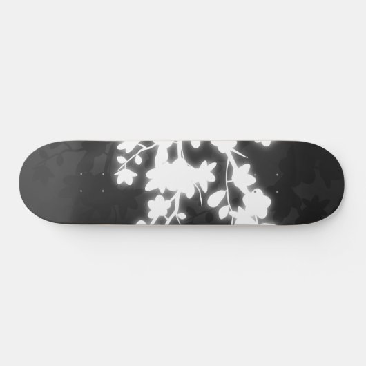Schwarz-Weiß-Kirschblossom Skateboard (Horizontal)