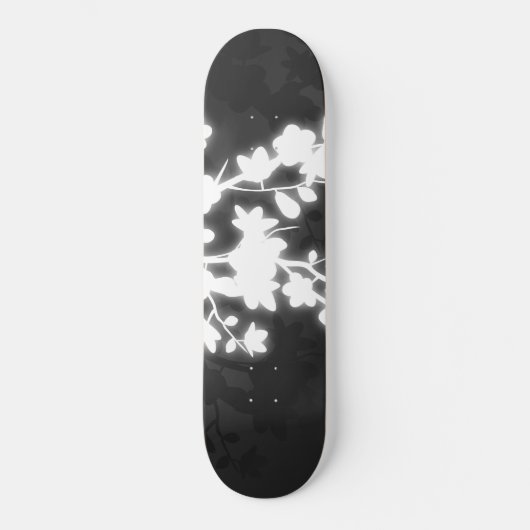 Schwarz-Weiß-Kirschblossom Skateboard (Vorderseite)