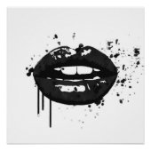 Schwarz-Weiß Kiss Lips Make-up Girl Poster (Vorderseite)