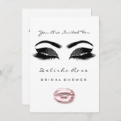 Schwarz-weiß Kiss Makeup Brautparty Pink Einladung (Vorne/Hinten)