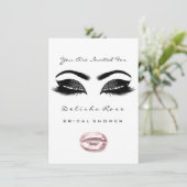Schwarz-weiß Kiss Makeup Brautparty Pink Einladung (Stehend Vorderseite)