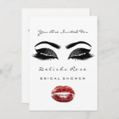 Schwarz-weiß Kiss Makeup Brautparty Red Einladung (Vorne/Hinten)