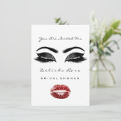 Schwarz-weiß Kiss Makeup Brautparty Red Einladung (Stehend Vorderseite)