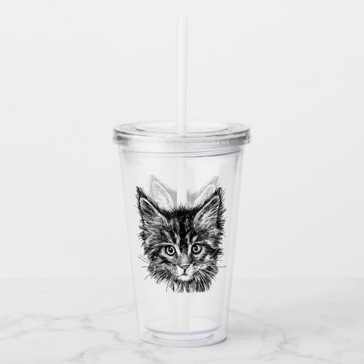 Schwarz-Weiß-Kitten Acryltrinkbecher (Vorderseite)