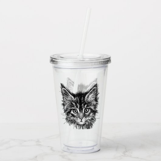 Schwarz-Weiß-Kitten Acryltrinkbecher (Rückseite)