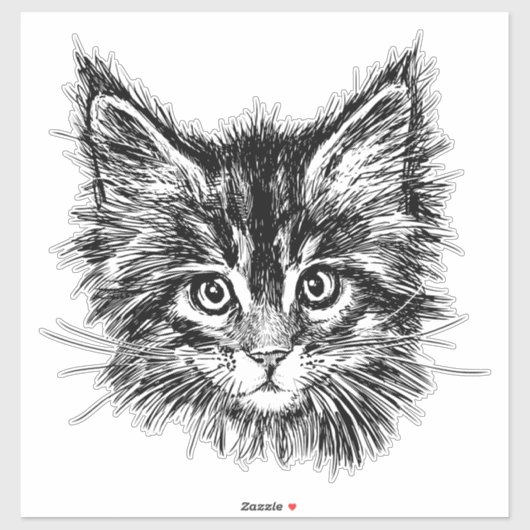 Schwarz-Weiß-Kitten Aufkleber (Blatt)