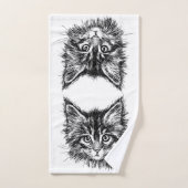 Schwarz-Weiß-Kitten Badhandtuch Set (Handtuch)