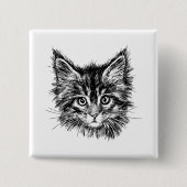 Schwarz-Weiß-Kitten Button (Vorderseite)