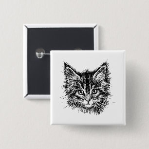 Schwarz-Weiß-Kitten Button