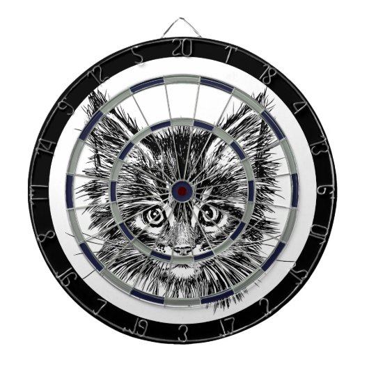 Schwarz-Weiß-Kitten Dartscheibe (vorne)