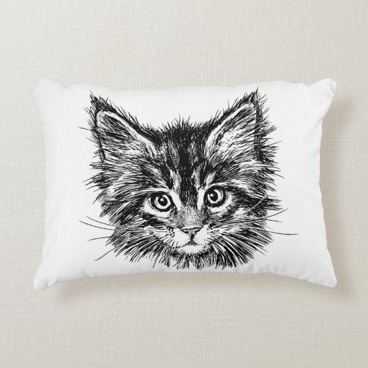 Schwarz-Weiß-Kitten Dekokissen (Vorderseite)