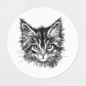 Schwarz-Weiß-Kitten Etiketten (Design 1)