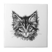 Schwarz-Weiß-Kitten Fliese (Vorderseite)