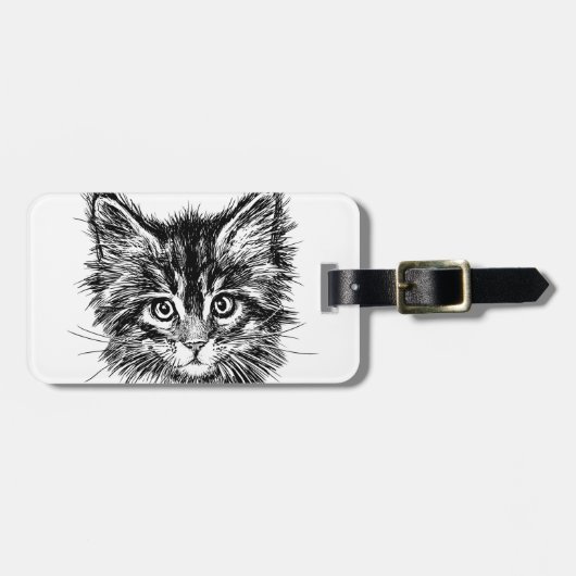 Schwarz-Weiß-Kitten Gepäckanhänger (Vorderseite horizontal)