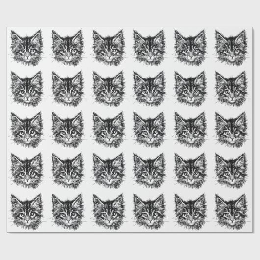 Schwarz-Weiß-Kitten Geschenkpapier (Flach)