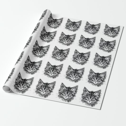 Schwarz-Weiß-Kitten Geschenkpapier (Ungerollt)