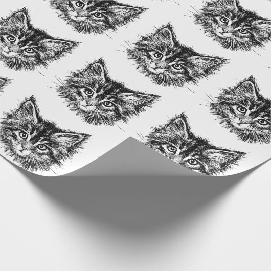 Schwarz-Weiß-Kitten Geschenkpapier (Ecke)