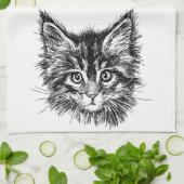 Schwarz-Weiß-Kitten Geschirrtuch (Gefaltet)