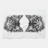 Schwarz-Weiß-Kitten Geschirrtuch (Horizontal)