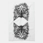 Schwarz-Weiß-Kitten Geschirrtuch (Vertikal)