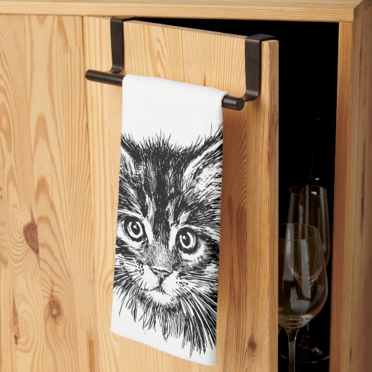 Schwarz-Weiß-Kitten Geschirrtuch (Drittel gefaltet)