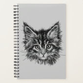 Schwarz-Weiß-Kitten-Gesichter auf Grau Planer (Vorderseite)