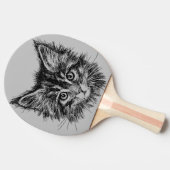 Schwarz-Weiß-Kitten-Gesichter auf Grau Tischtennis Schläger (Seitenansicht)