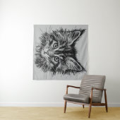 Schwarz-Weiß-Kitten-Gesichter auf Grau Wandteppich (Beispiel (Horizontal))