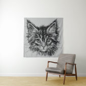 Schwarz-Weiß-Kitten-Gesichter auf Grau Wandteppich (Beispiel)