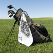 Schwarz-Weiß-Kitten-Gesichter Funny mit Monogramm Golfhandtuch (Gras)