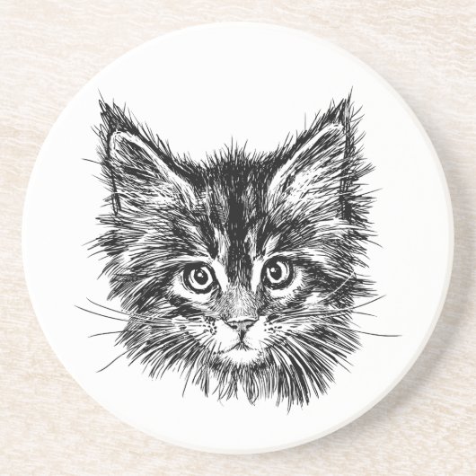 Schwarz-Weiß-Kitten Getränkeuntersetzer (Vorne)