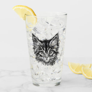 Schwarz-Weiß-Kitten Glas