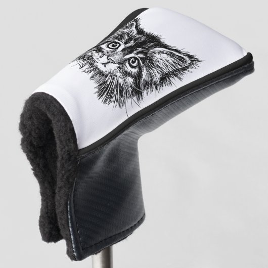Schwarz-Weiß-Kitten Golf Headcover (3/4 Vorderseite)