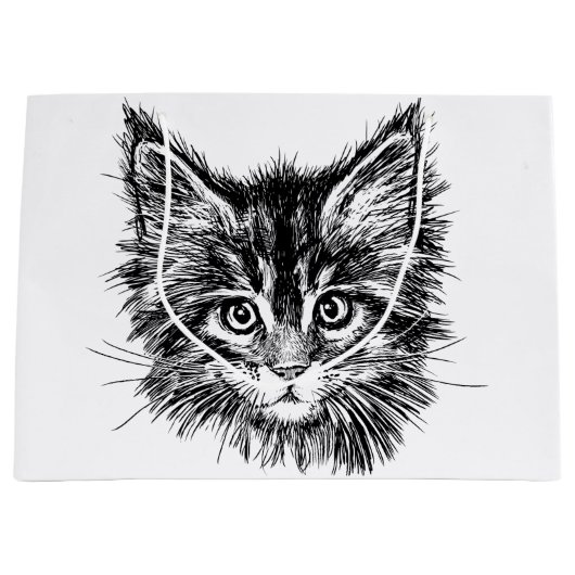 Schwarz-Weiß-Kitten Große Geschenktüte (Vorderseite)