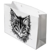 Schwarz-Weiß-Kitten Große Geschenktüte (Rückseite Schrägansicht)