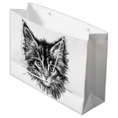 Schwarz-Weiß-Kitten Große Geschenktüte (Vorderseite Schrägansicht)