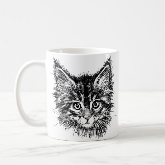 Schwarz-Weiß-Kitten Kaffeetasse (Links)