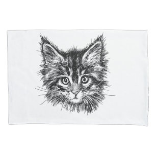 Schwarz-Weiß-Kitten Kissenbezug