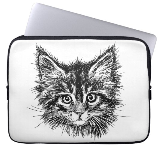 Schwarz-Weiß-Kitten Laptopschutzhülle (Vorderseite)