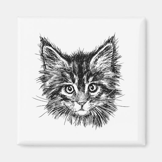 Schwarz-Weiß-Kitten Magnet (Vorne)