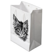 Schwarz-Weiß-Kitten Mittlere Geschenktüte (Vorderseite Schrägansicht)
