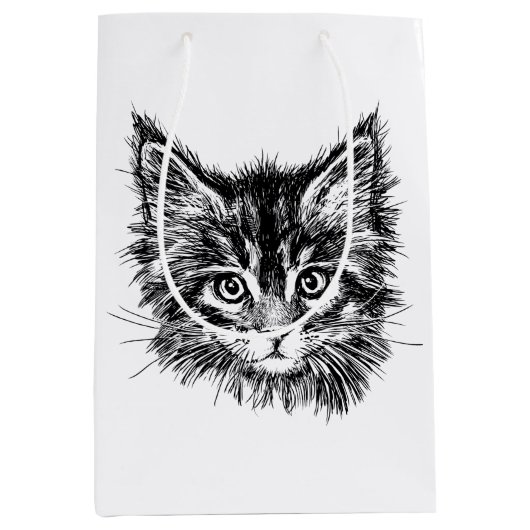 Schwarz-Weiß-Kitten Mittlere Geschenktüte (Vorderseite)