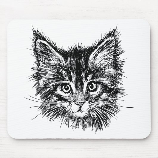 Schwarz-Weiß-Kitten Mousepad (Vorne)