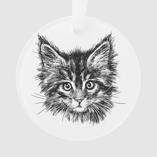 Schwarz-Weiß-Kitten Ornament (Vorderseite)