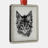 Schwarz-Weiß-Kitten Ornament Aus Metall (Rechts)